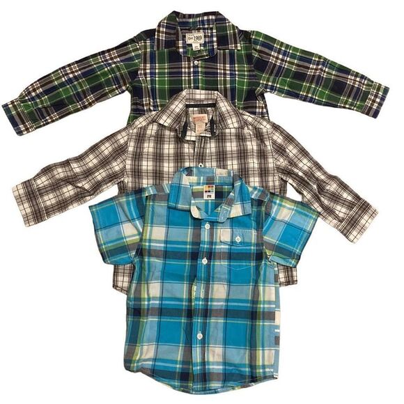 Lot of 3 Boys Mossimo Healthtex Childrens Place Plaid Button Up Shirts Formal Ca - Picture 3 of 3